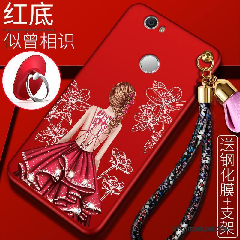 Huawei Nova Coque Jeunesse Étui Incassable Rouge Délavé En Daim Silicone Protection