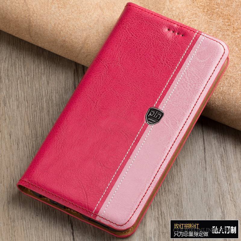 Huawei Nova Coque Protection Incassable Étui En Cuir Housse Cuir Véritable Téléphone Portable Rouge