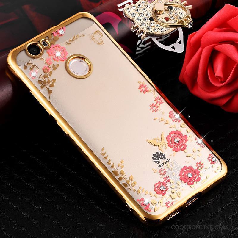 Huawei Nova Coque Transparent Ornements Suspendus Incassable Étui Silicone Protection Rose