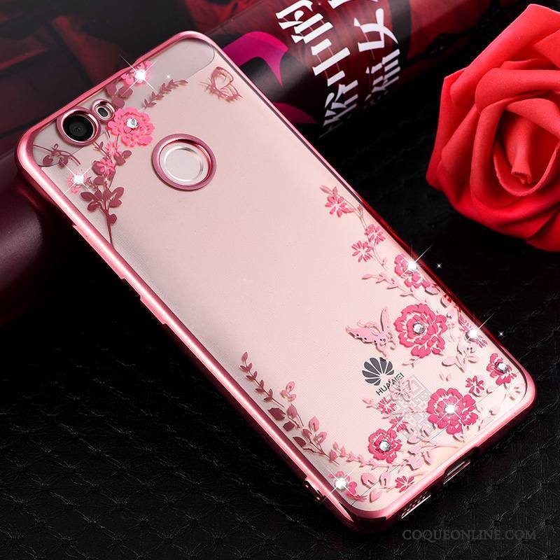 Huawei Nova Coque Transparent Ornements Suspendus Incassable Étui Silicone Protection Rose