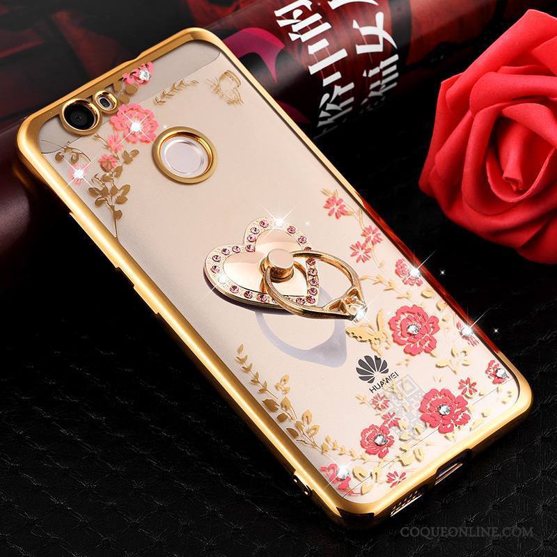 Huawei Nova Coque Transparent Ornements Suspendus Incassable Étui Silicone Protection Rose