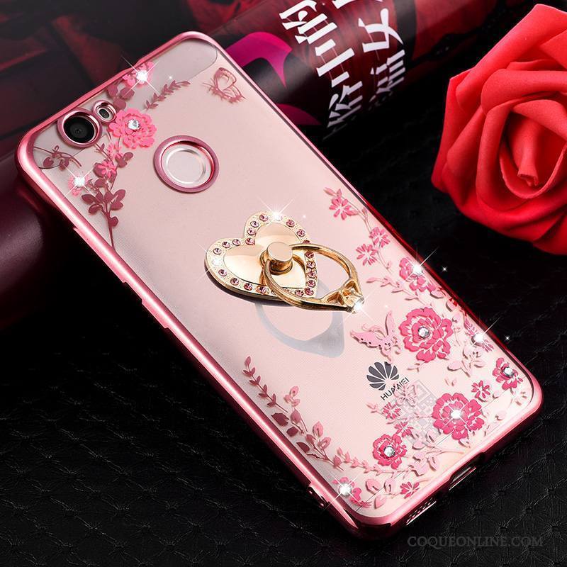 Huawei Nova Coque Transparent Ornements Suspendus Incassable Étui Silicone Protection Rose