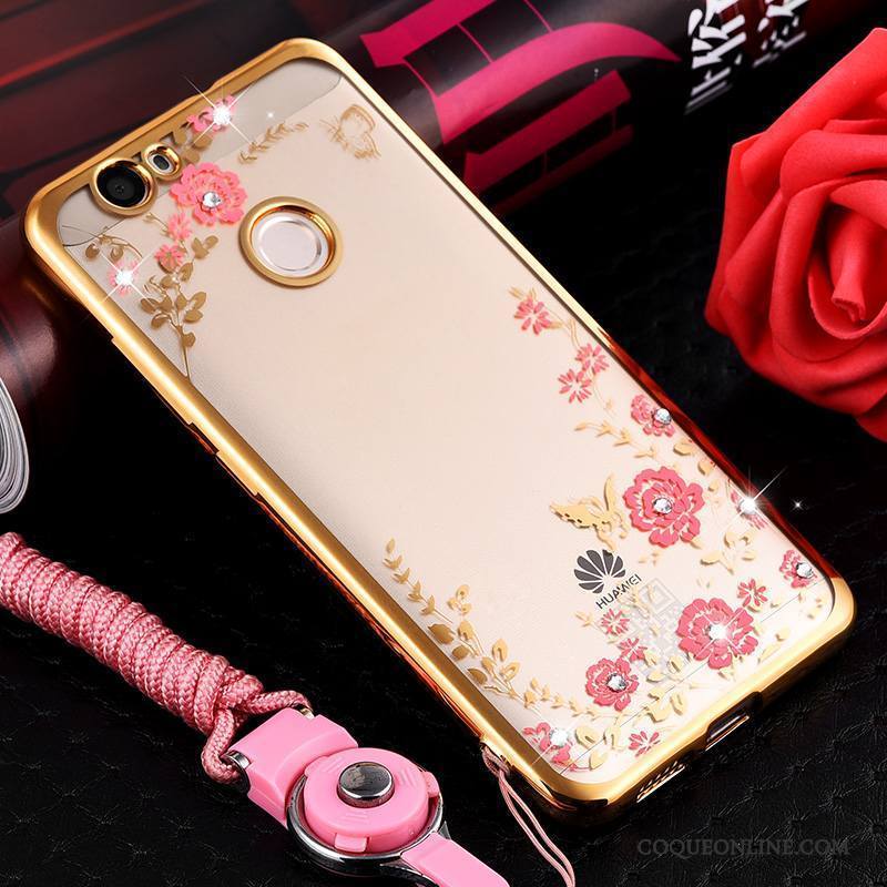 Huawei Nova Coque Transparent Ornements Suspendus Incassable Étui Silicone Protection Rose