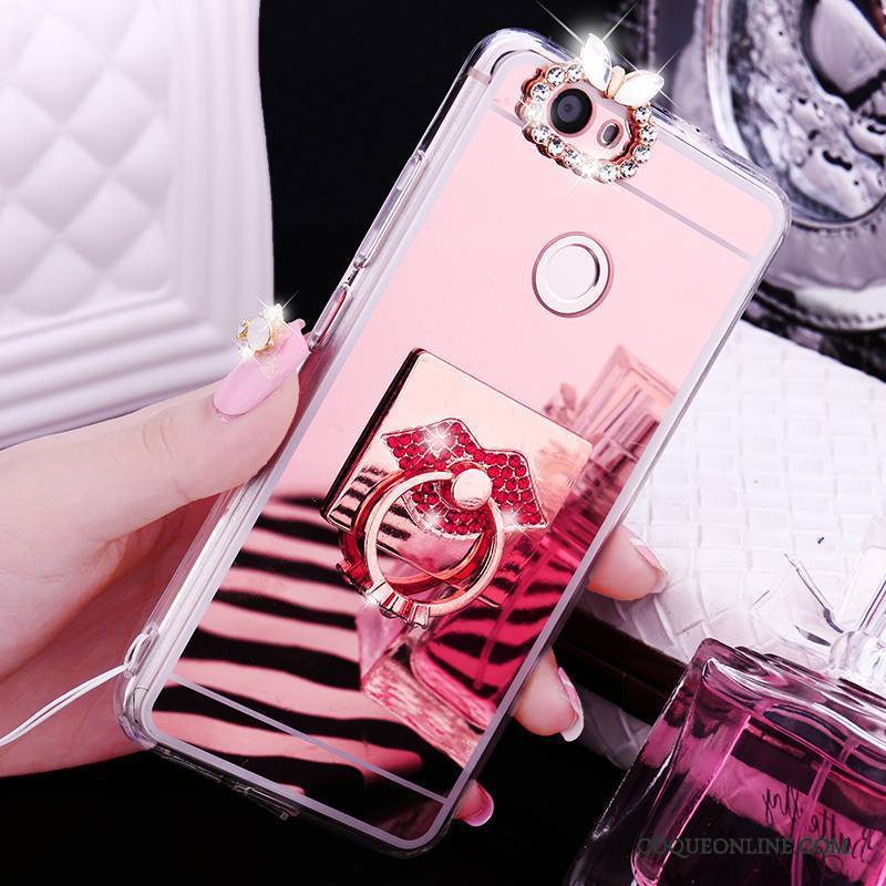 Huawei Nova Miroir Anneau Incassable Ornements Suspendus Silicone Coque De Téléphone Étui