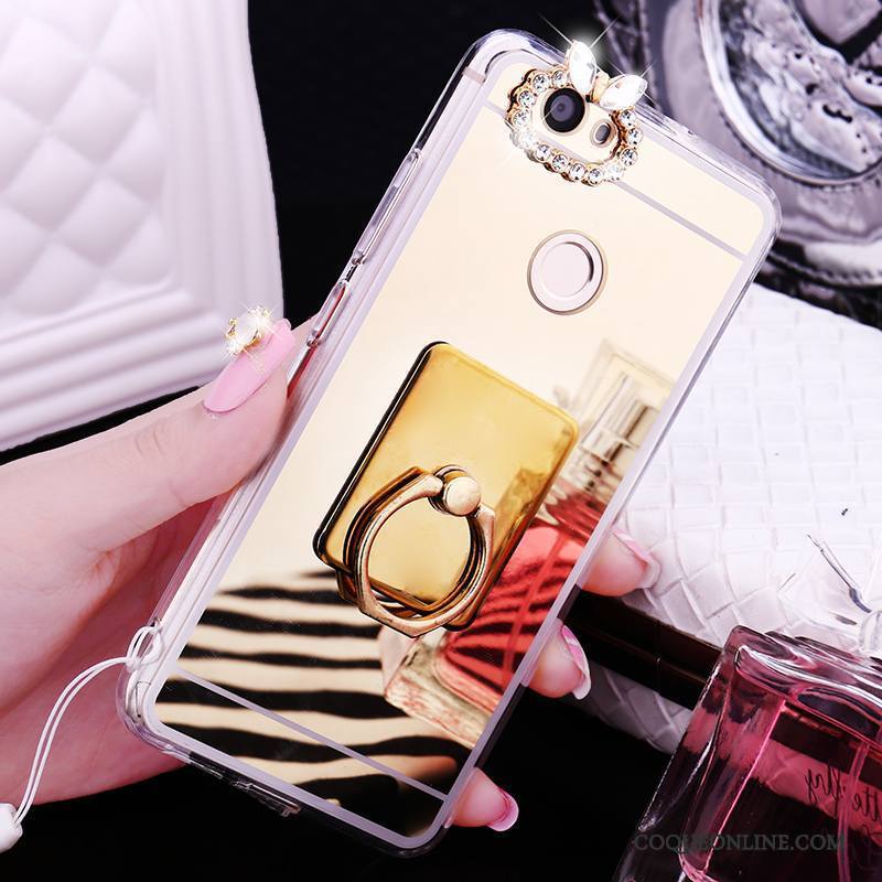 Huawei Nova Miroir Anneau Incassable Ornements Suspendus Silicone Coque De Téléphone Étui