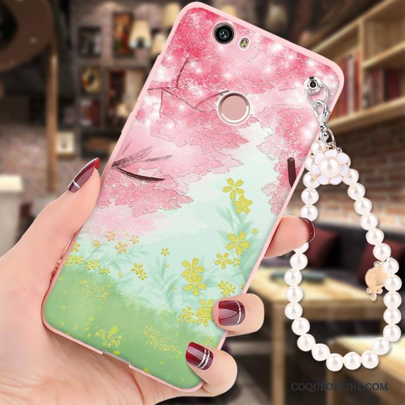 Huawei Nova Rose Incassable Étui Coque De Téléphone Peinture Ornements Suspendus Silicone