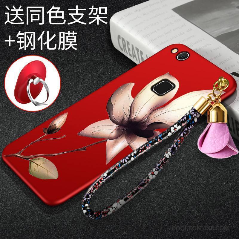 Huawei Nova Rouge Délavé En Daim Jeunesse Coque De Téléphone Protection Étui Personnalité