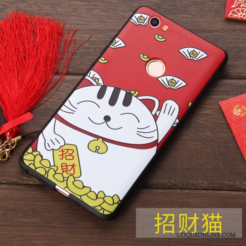 Huawei Nova Rouge Étui Fluide Doux Richesse Coque De Téléphone Chat