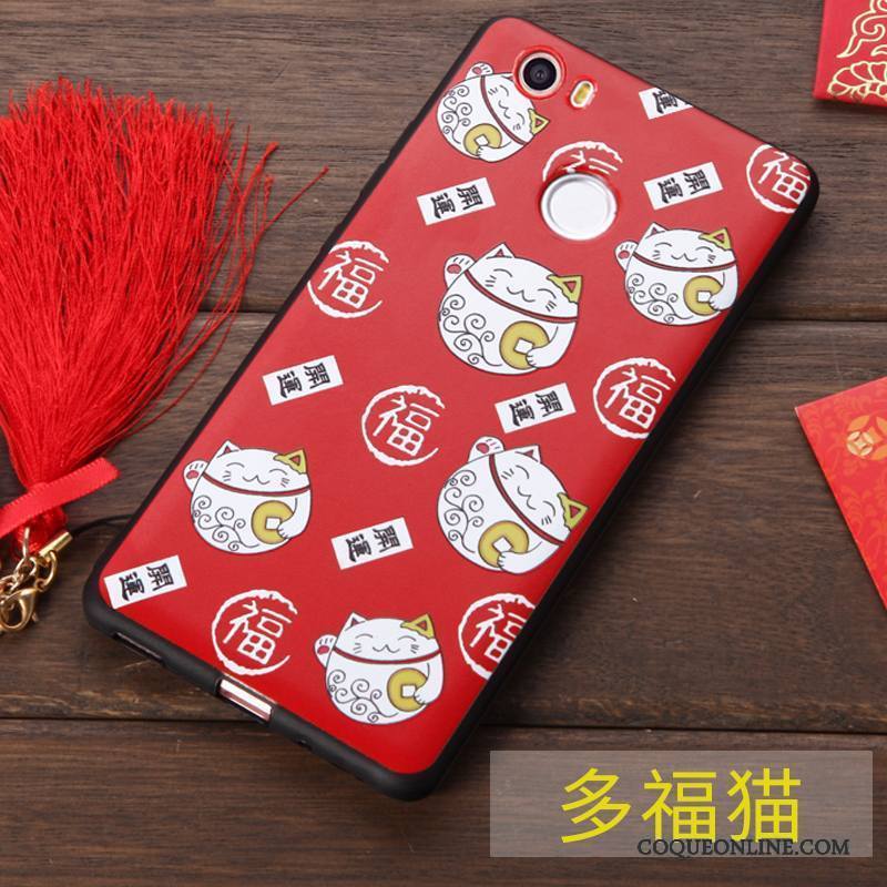 Huawei Nova Rouge Étui Fluide Doux Richesse Coque De Téléphone Chat