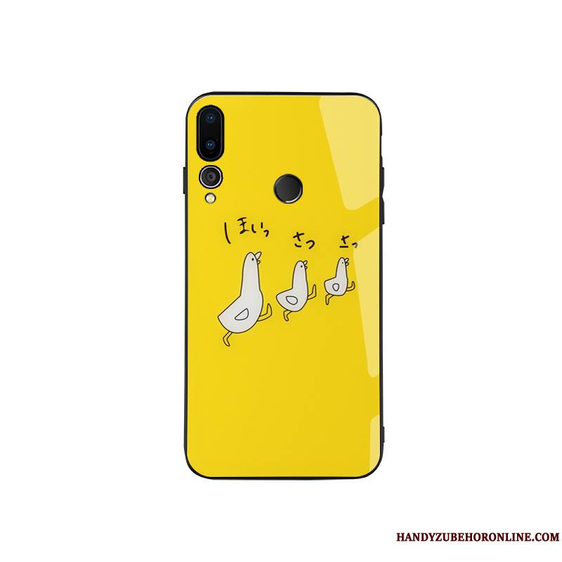 Huawei P Smart+ 2019 Coque Art Dessin Animé Jaune Protection Chat Charmant Créatif