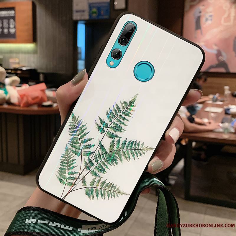 Huawei P Smart+ 2019 Coque De Téléphone Fleur De Pêche Fluide Doux Verre Tout Compris Créatif Silicone