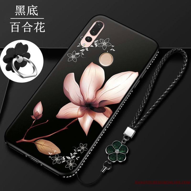 Huawei P Smart+ 2019 Coque De Téléphone Fluide Doux Silicone Étui Lis Noir Protection