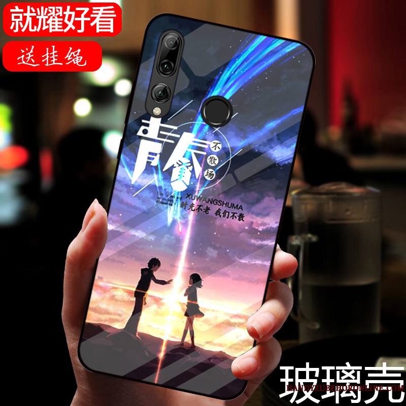 Huawei P Smart+ 2019 Coque De Téléphone Peinture Dessin Animé Verre Miroir Noir