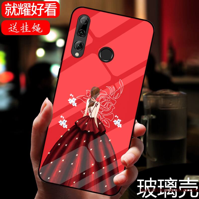 Huawei P Smart+ 2019 Coque De Téléphone Peinture Dessin Animé Verre Miroir Noir