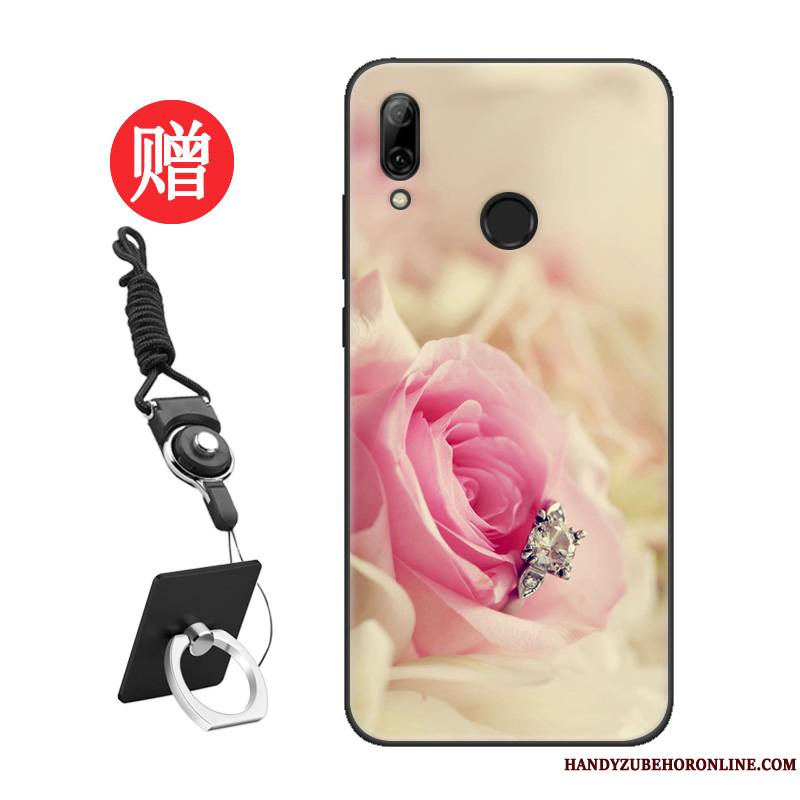 Huawei P Smart 2019 Coque Délavé En Daim Modèle Tout Compris Protection Net Rouge Noir Personnalité