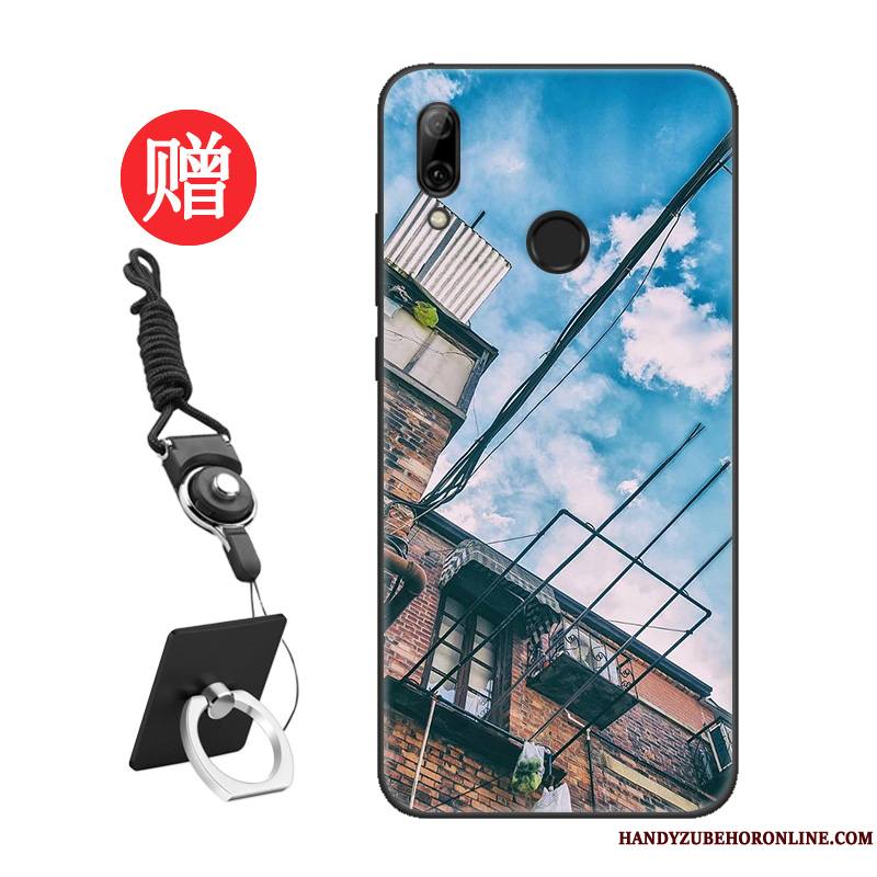 Huawei P Smart 2019 Coque Délavé En Daim Modèle Tout Compris Protection Net Rouge Noir Personnalité