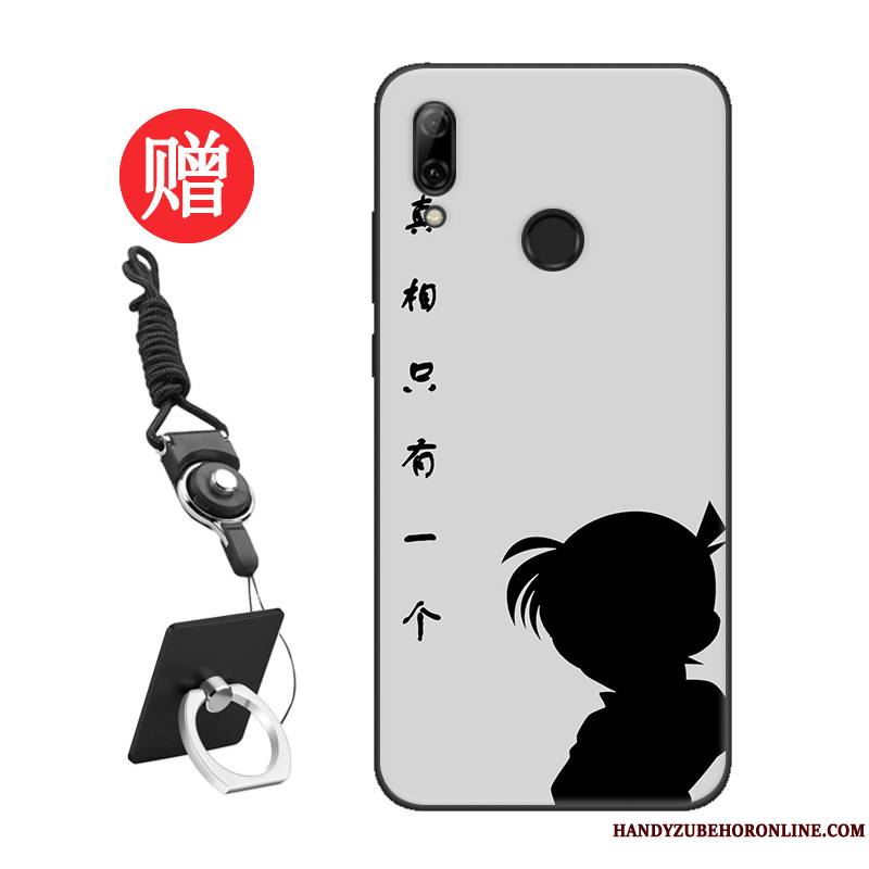 Huawei P Smart 2019 Coque Délavé En Daim Modèle Tout Compris Protection Net Rouge Noir Personnalité