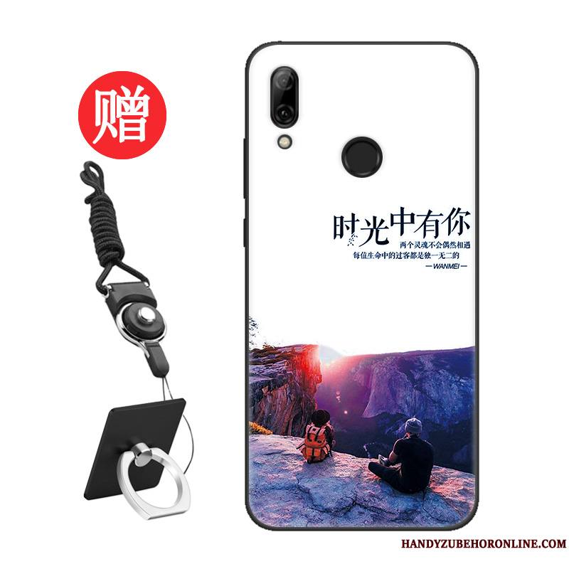 Huawei P Smart 2019 Coque Délavé En Daim Modèle Tout Compris Protection Net Rouge Noir Personnalité