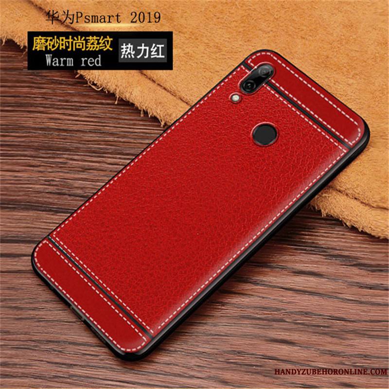 Huawei P Smart 2019 Coque Noir Tendance Modèle Fleurie Silicone Tout Compris Cuir Rouge