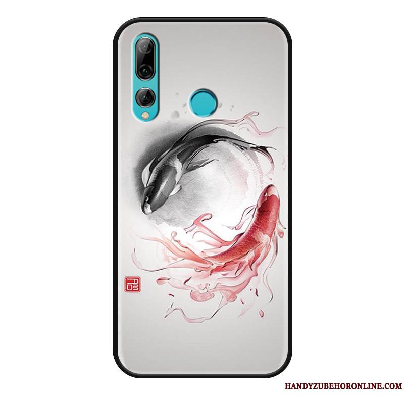 Huawei P Smart+ 2019 Coque Personnalité Protection Style Chinois Délavé En Daim Étui Vintage Incassable