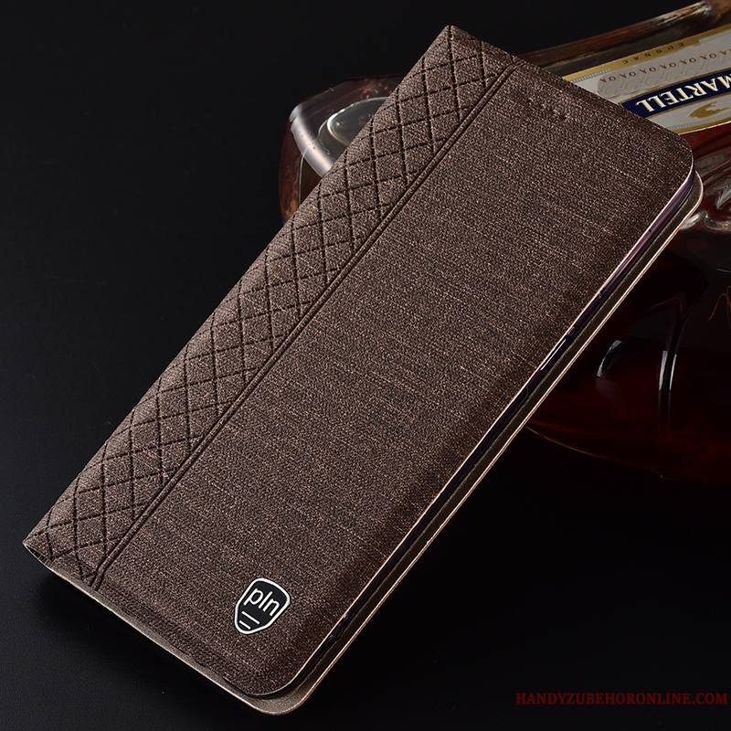 Huawei P Smart 2019 Coque Plaid Cuir Véritable Étui En Cuir Protection Tout Compris Jeunesse Housse