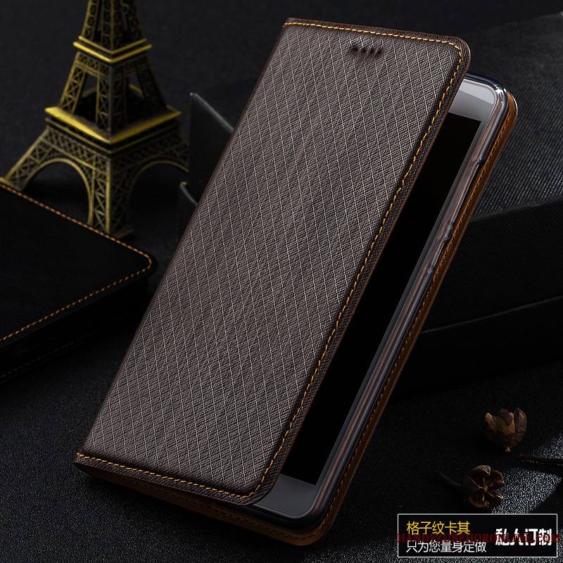 Huawei P Smart 2019 Coque Tout Compris Bleu Plaid Modèle Fleurie Cuir Véritable Téléphone Portable Étui En Cuir