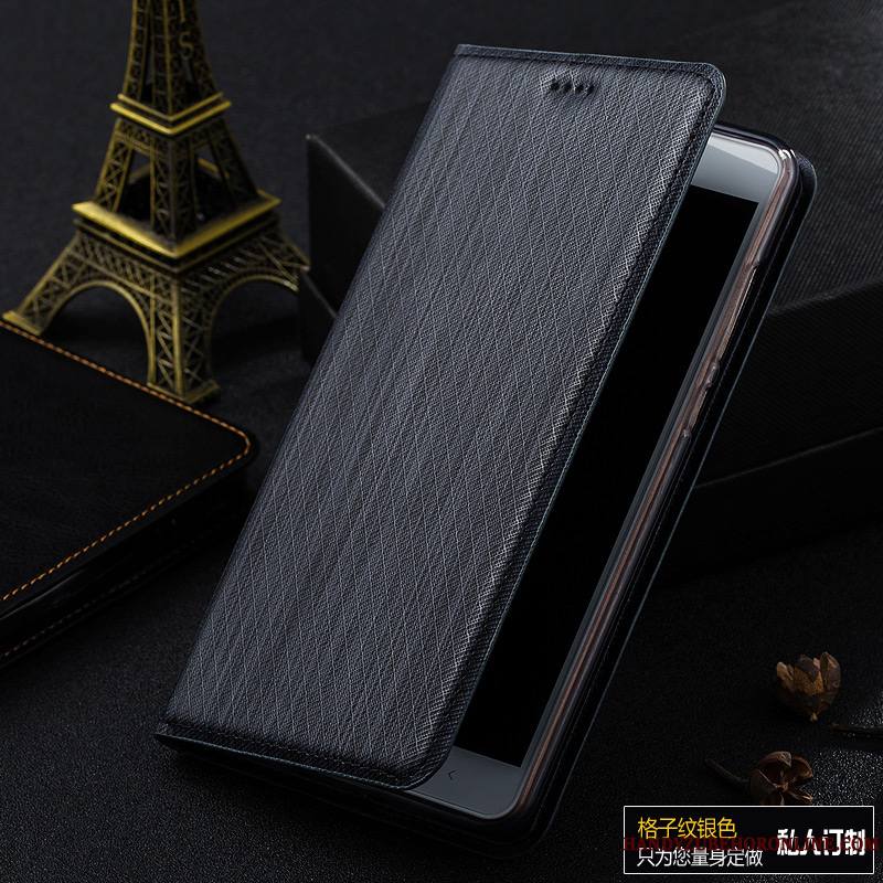 Huawei P Smart 2019 Coque Tout Compris Bleu Plaid Modèle Fleurie Cuir Véritable Téléphone Portable Étui En Cuir