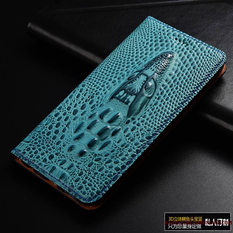 Huawei P Smart+ 2019 Coque Tout Compris Cuir Véritable Téléphone Portable Étui Étui En Cuir Crocodile Protection