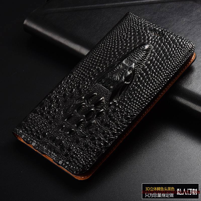 Huawei P Smart+ 2019 Coque Tout Compris Cuir Véritable Téléphone Portable Étui Étui En Cuir Crocodile Protection