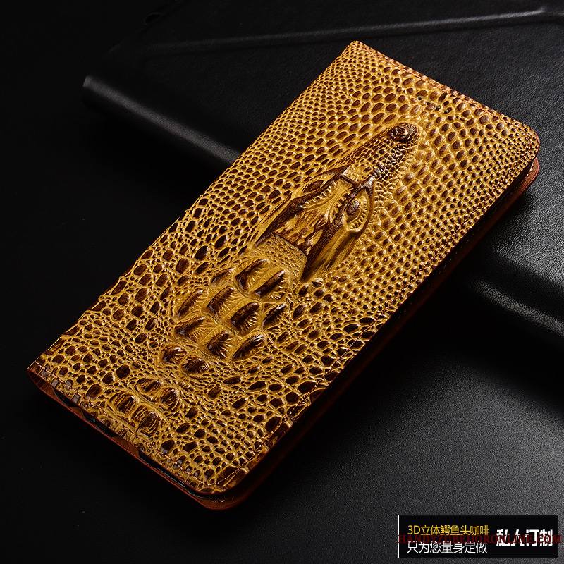 Huawei P Smart+ 2019 Coque Tout Compris Cuir Véritable Téléphone Portable Étui Étui En Cuir Crocodile Protection