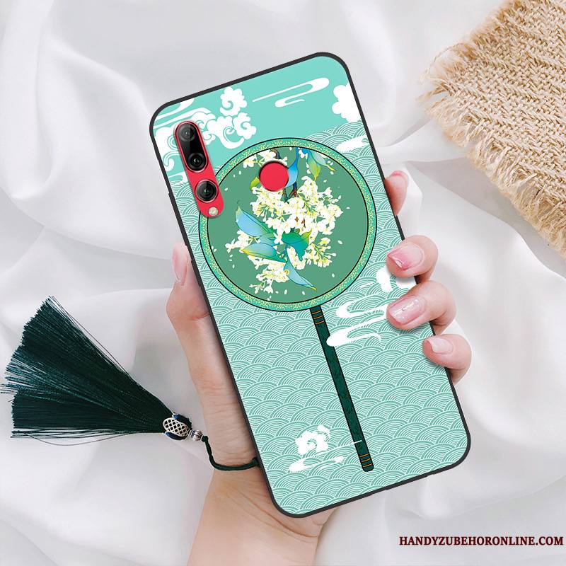 Huawei P Smart+ 2019 Coque Vert Palais Tout Compris Tendance À Franges Délavé En Daim Créatif