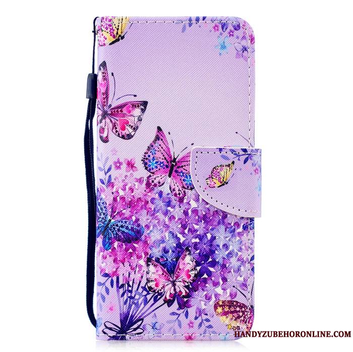 Huawei P Smart 2019 Coque Étui En Cuir Housse Protection Violet Peinture Jeunesse Dessin Animé