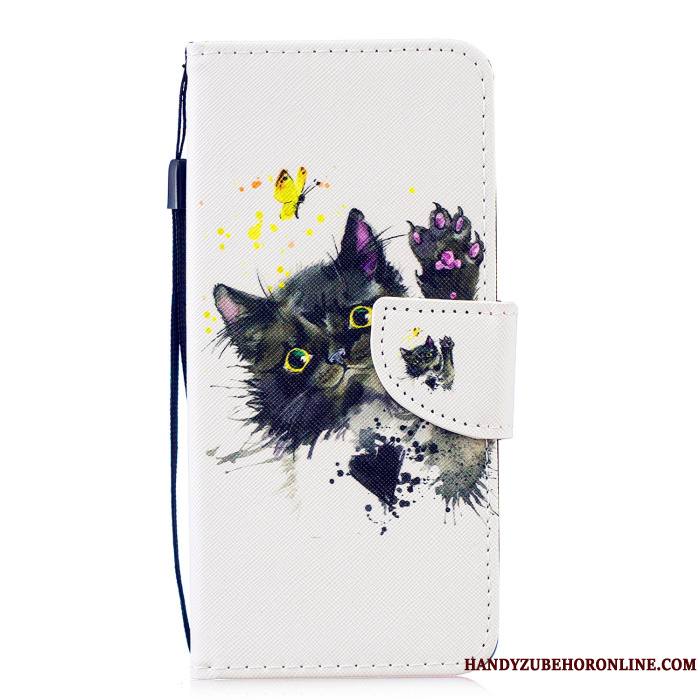 Huawei P Smart 2019 Coque Étui En Cuir Housse Protection Violet Peinture Jeunesse Dessin Animé