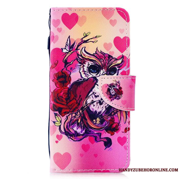 Huawei P Smart 2019 Coque Étui En Cuir Housse Protection Violet Peinture Jeunesse Dessin Animé