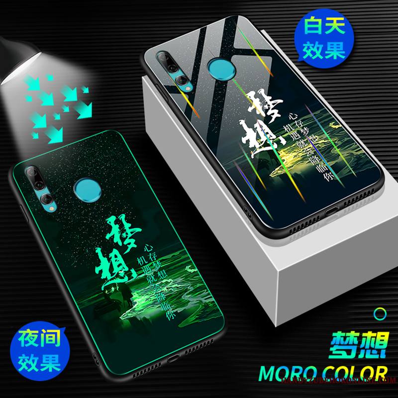 Huawei P Smart+ 2019 Créatif Verre Trempé Lumineuses Tendance Dragon Coque De Téléphone