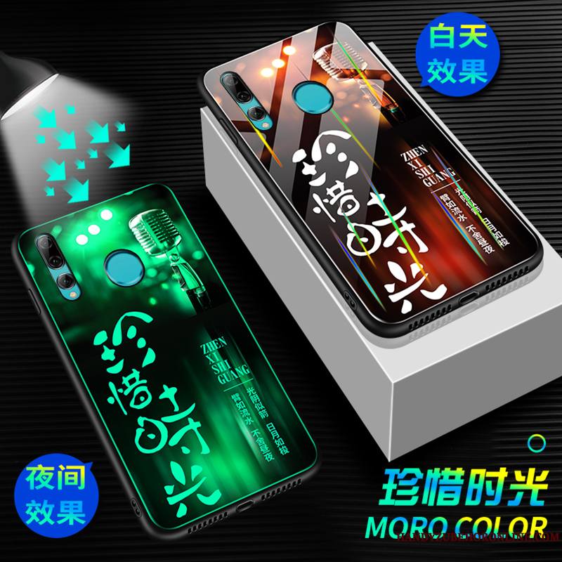 Huawei P Smart+ 2019 Créatif Verre Trempé Lumineuses Tendance Dragon Coque De Téléphone