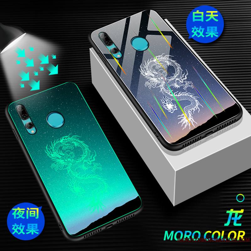 Huawei P Smart+ 2019 Créatif Verre Trempé Lumineuses Tendance Dragon Coque De Téléphone