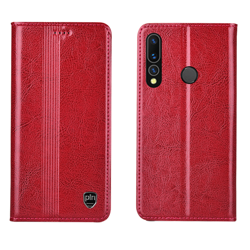 Huawei P Smart+ 2019 Cuir Véritable Téléphone Portable Étui En Cuir Modèle Fleurie Protection Coque De Téléphone Noir