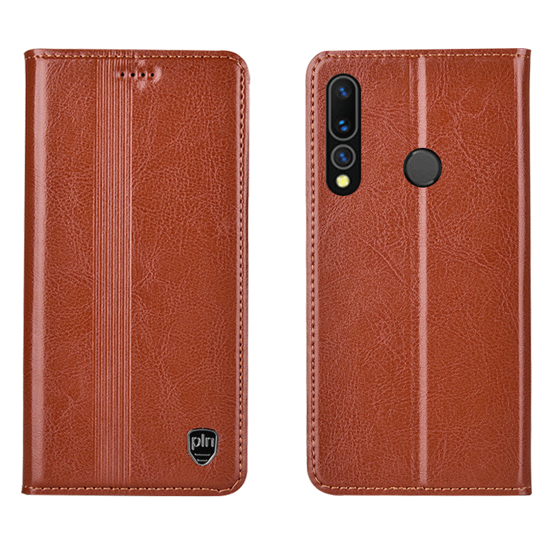 Huawei P Smart+ 2019 Cuir Véritable Téléphone Portable Étui En Cuir Modèle Fleurie Protection Coque De Téléphone Noir