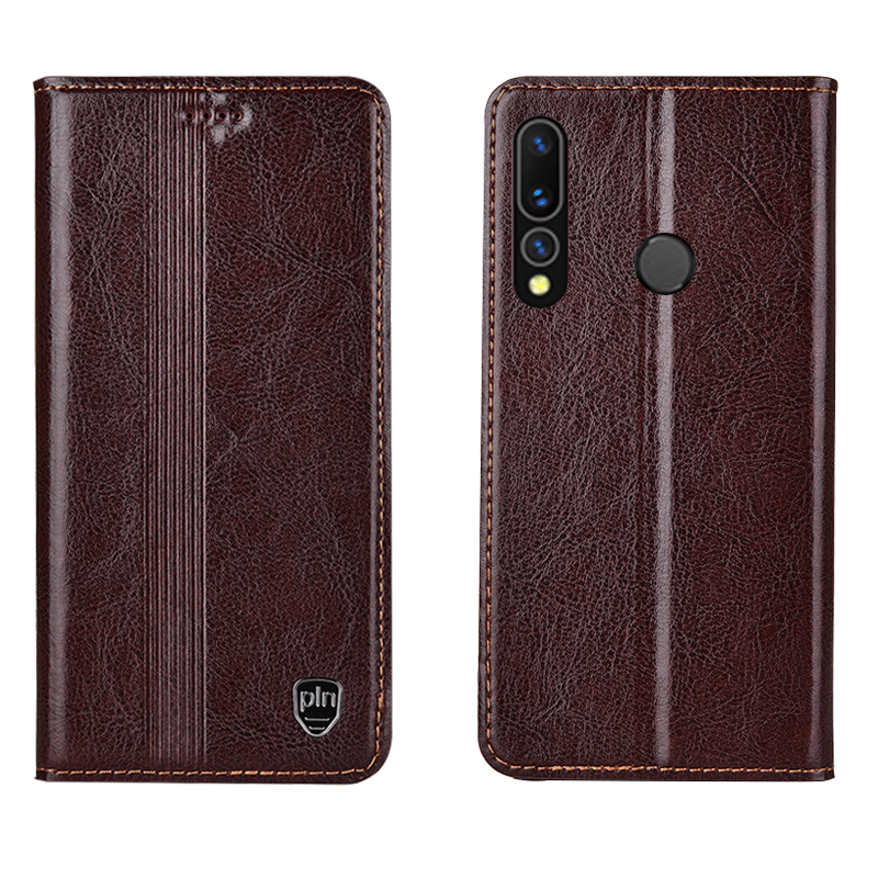 Huawei P Smart+ 2019 Cuir Véritable Téléphone Portable Étui En Cuir Modèle Fleurie Protection Coque De Téléphone Noir