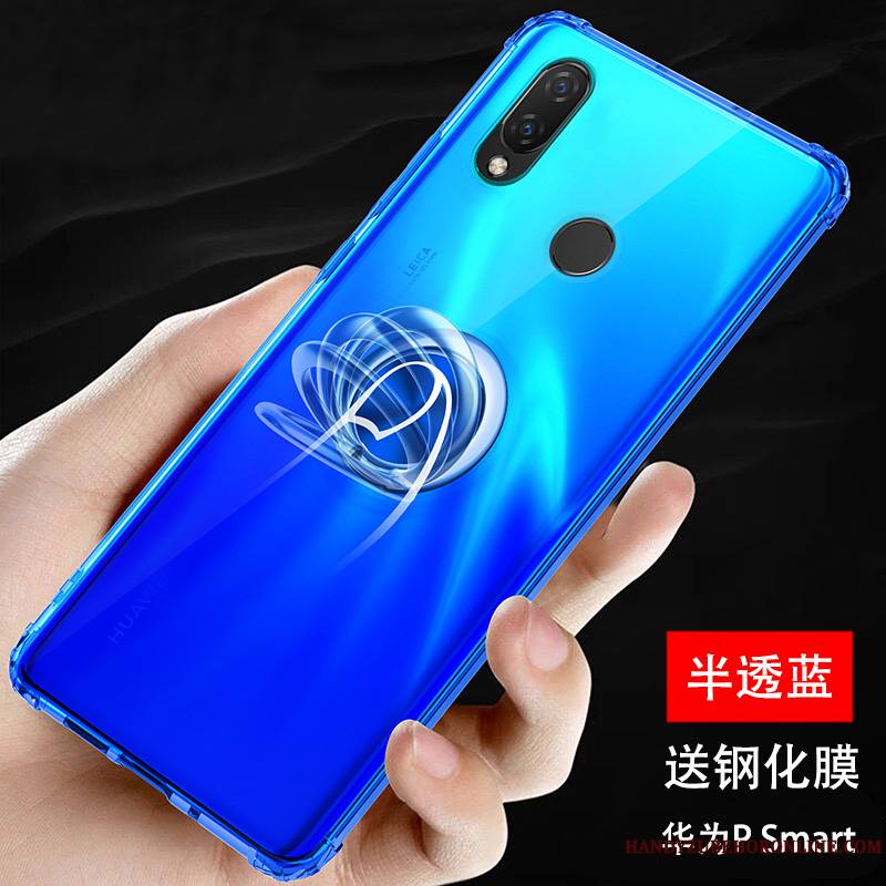 Huawei P Smart+ 2019 Incassable Silicone Coque De Téléphone Tout Compris Bleu Transparent