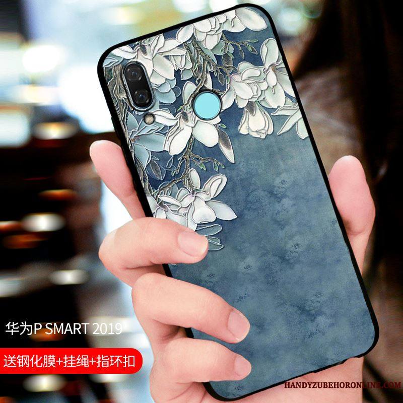 Huawei P Smart 2019 Personnalisé Bleu Coque De Téléphone Tout Compris Étui Protection Délavé En Daim