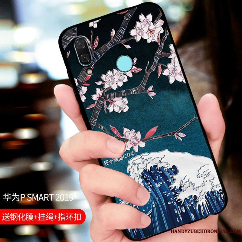 Huawei P Smart 2019 Personnalisé Bleu Coque De Téléphone Tout Compris Étui Protection Délavé En Daim