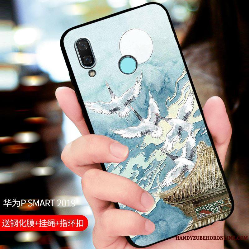 Huawei P Smart 2019 Personnalisé Bleu Coque De Téléphone Tout Compris Étui Protection Délavé En Daim