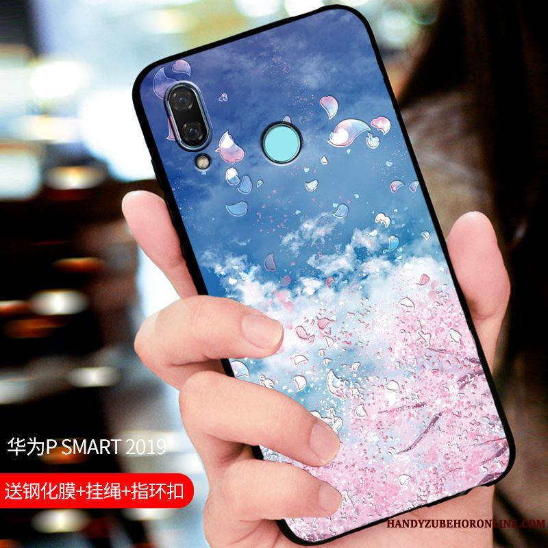 Huawei P Smart 2019 Personnalisé Bleu Coque De Téléphone Tout Compris Étui Protection Délavé En Daim