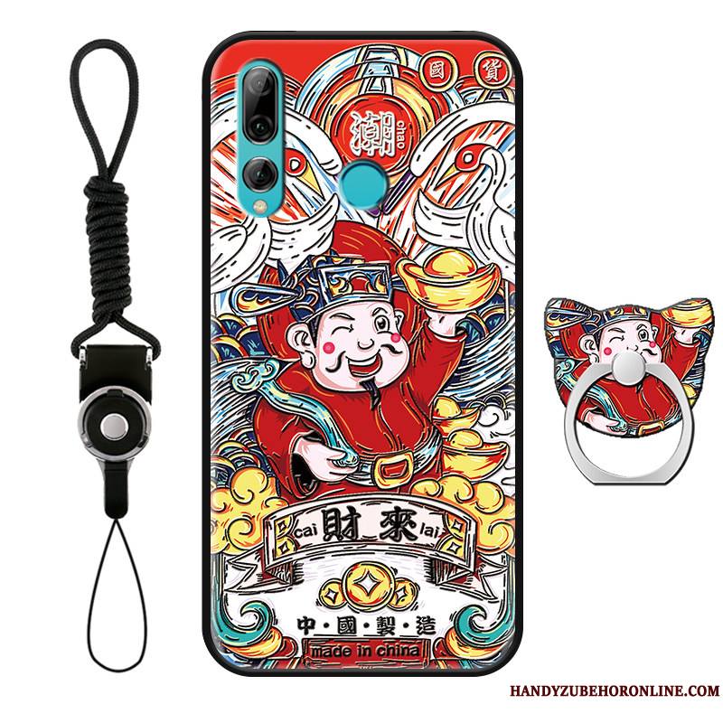 Huawei P Smart+ 2019 Style Chinois De Fête Dieu De La Richesse Étui Coque De Téléphone Nouveau Rouge