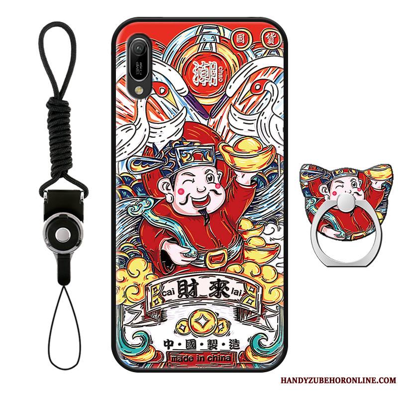 Huawei P Smart+ 2019 Style Chinois De Fête Dieu De La Richesse Étui Coque De Téléphone Nouveau Rouge