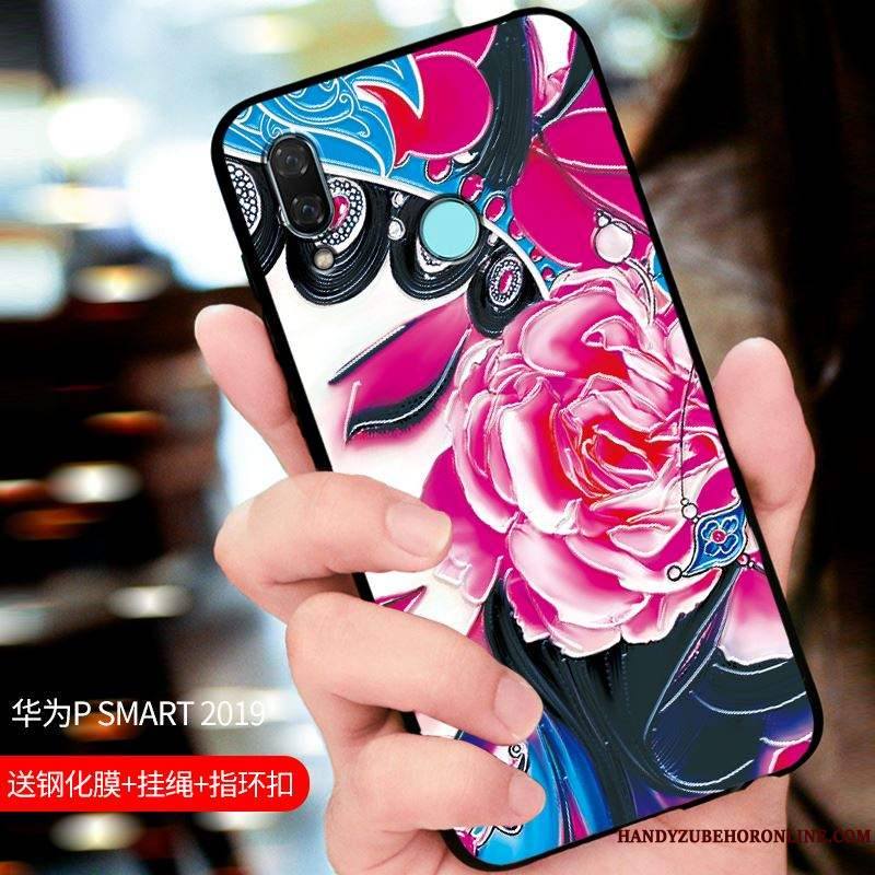 Huawei P Smart 2019 Tout Compris Coque De Téléphone Noir Étui Protection Personnalisé Délavé En Daim