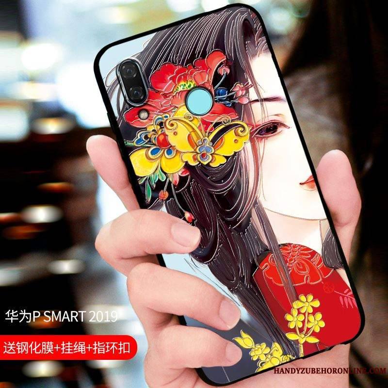 Huawei P Smart 2019 Tout Compris Coque De Téléphone Noir Étui Protection Personnalisé Délavé En Daim