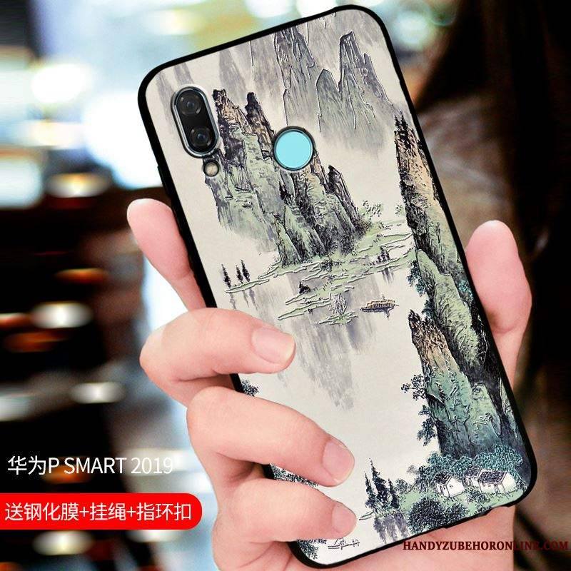 Huawei P Smart 2019 Tout Compris Coque De Téléphone Noir Étui Protection Personnalisé Délavé En Daim